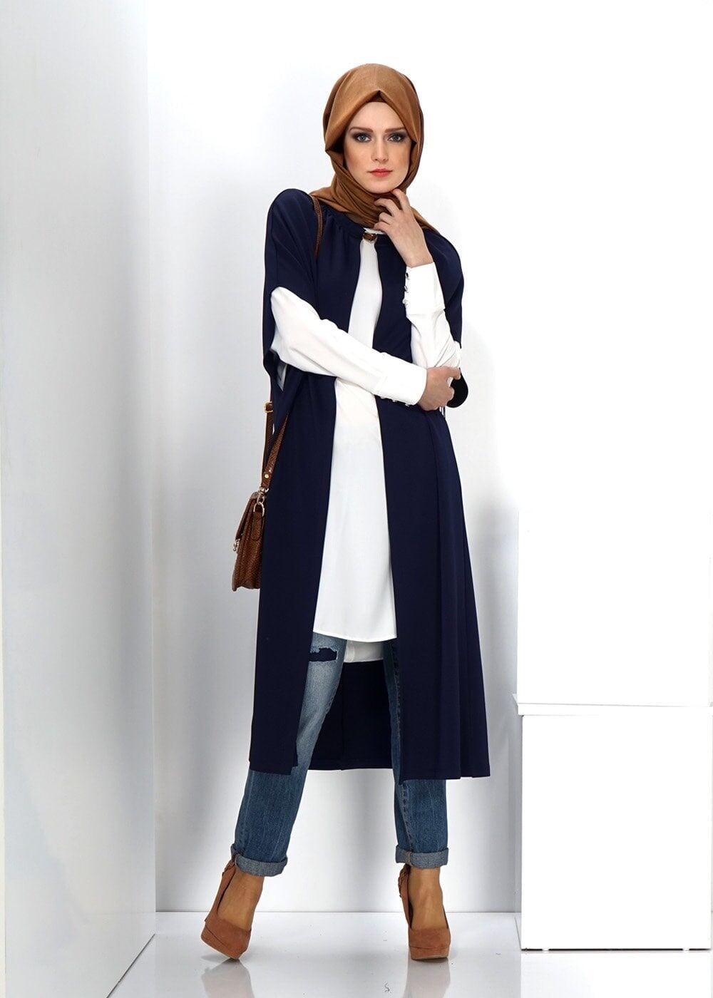 Tesettür giyim LACİVERT 4480 YELEK 