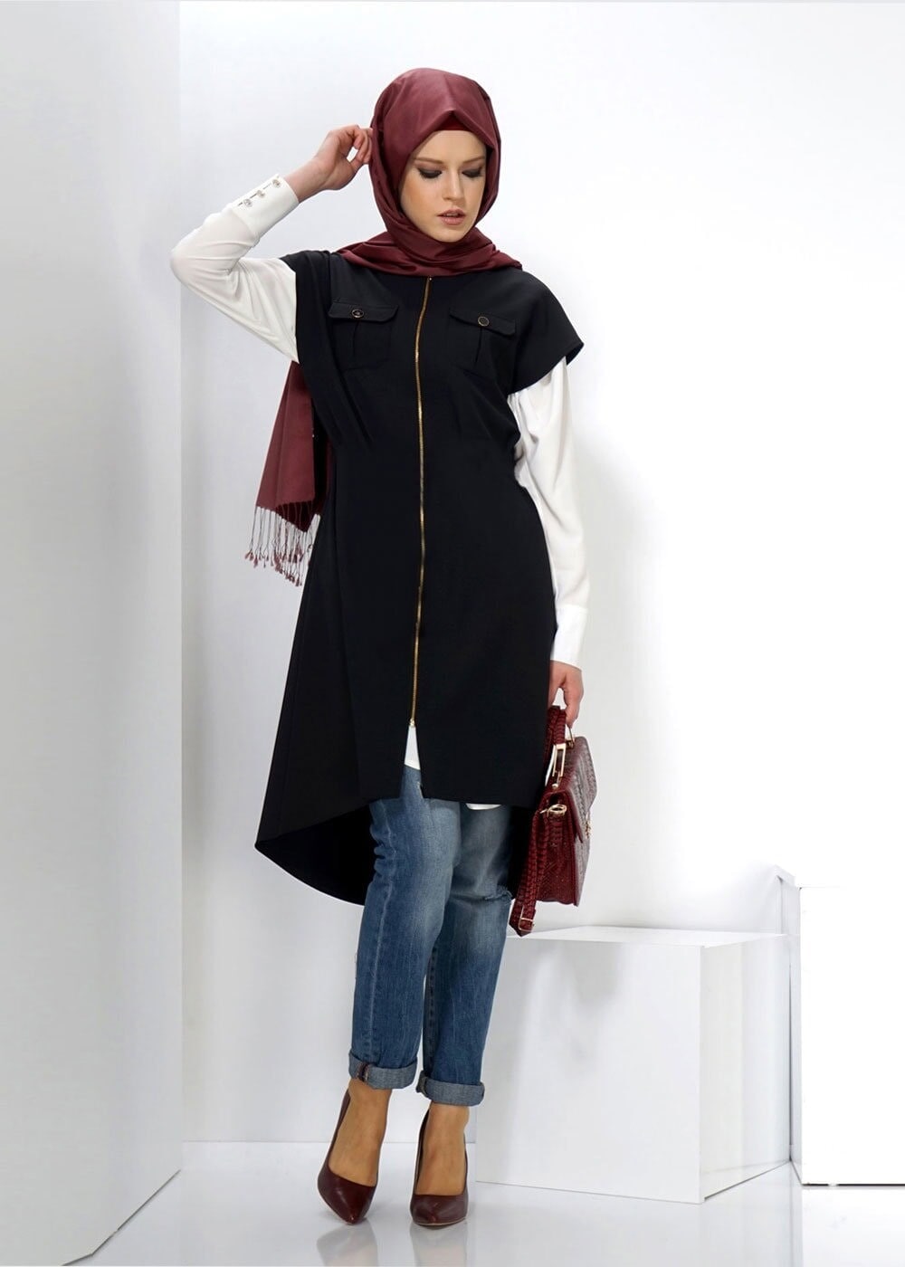 Tesettür giyim SİYAH 4489 YELEK