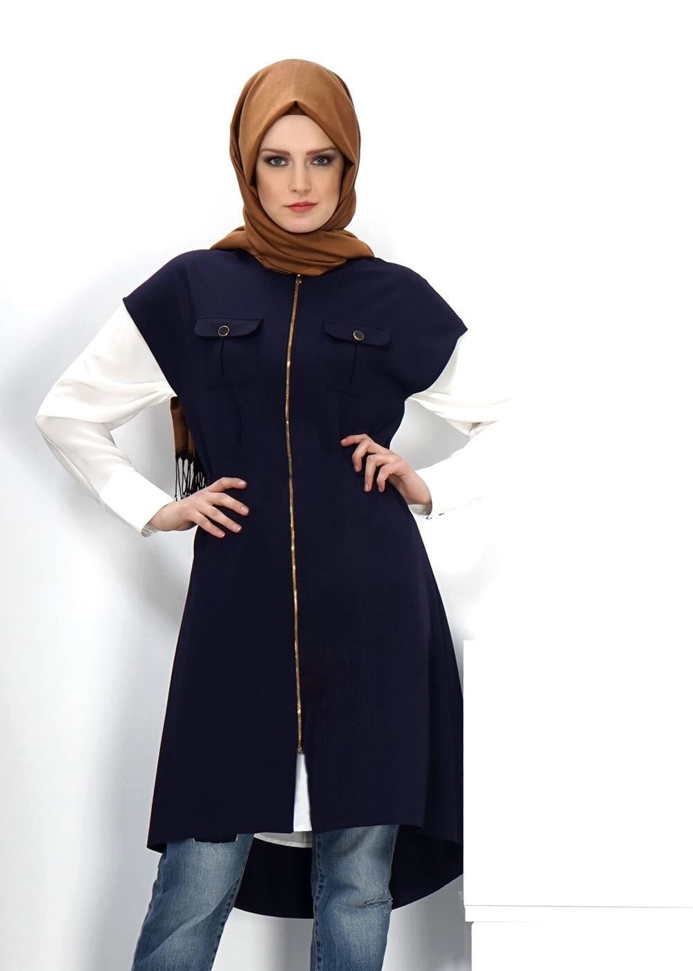 Tesettür giyim LACİVERT 4489 YELEK