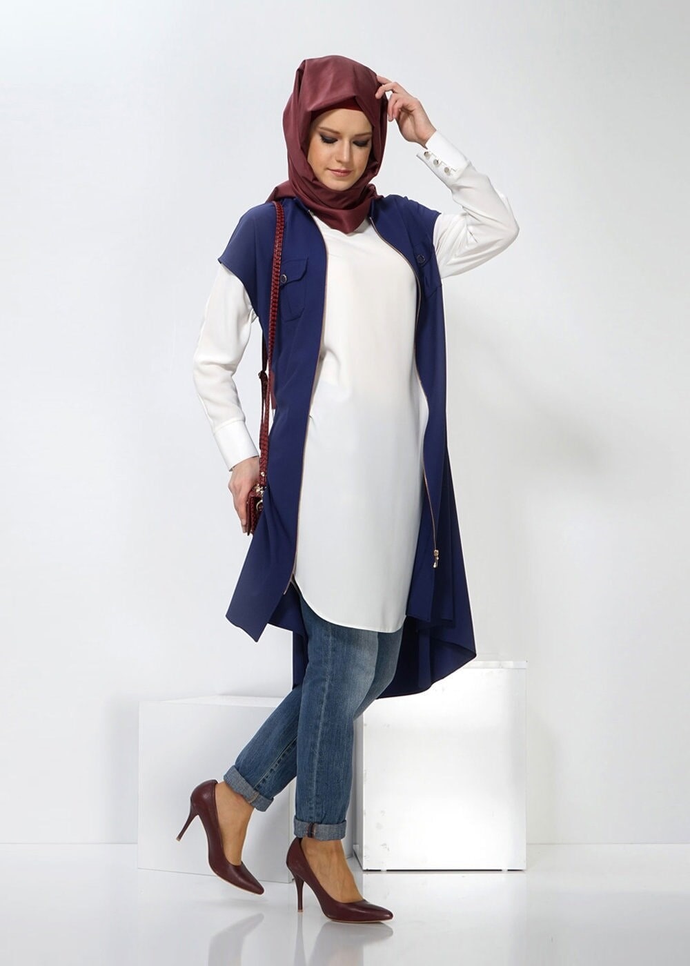 Tesettür giyim LACİVERT 4489 YELEK