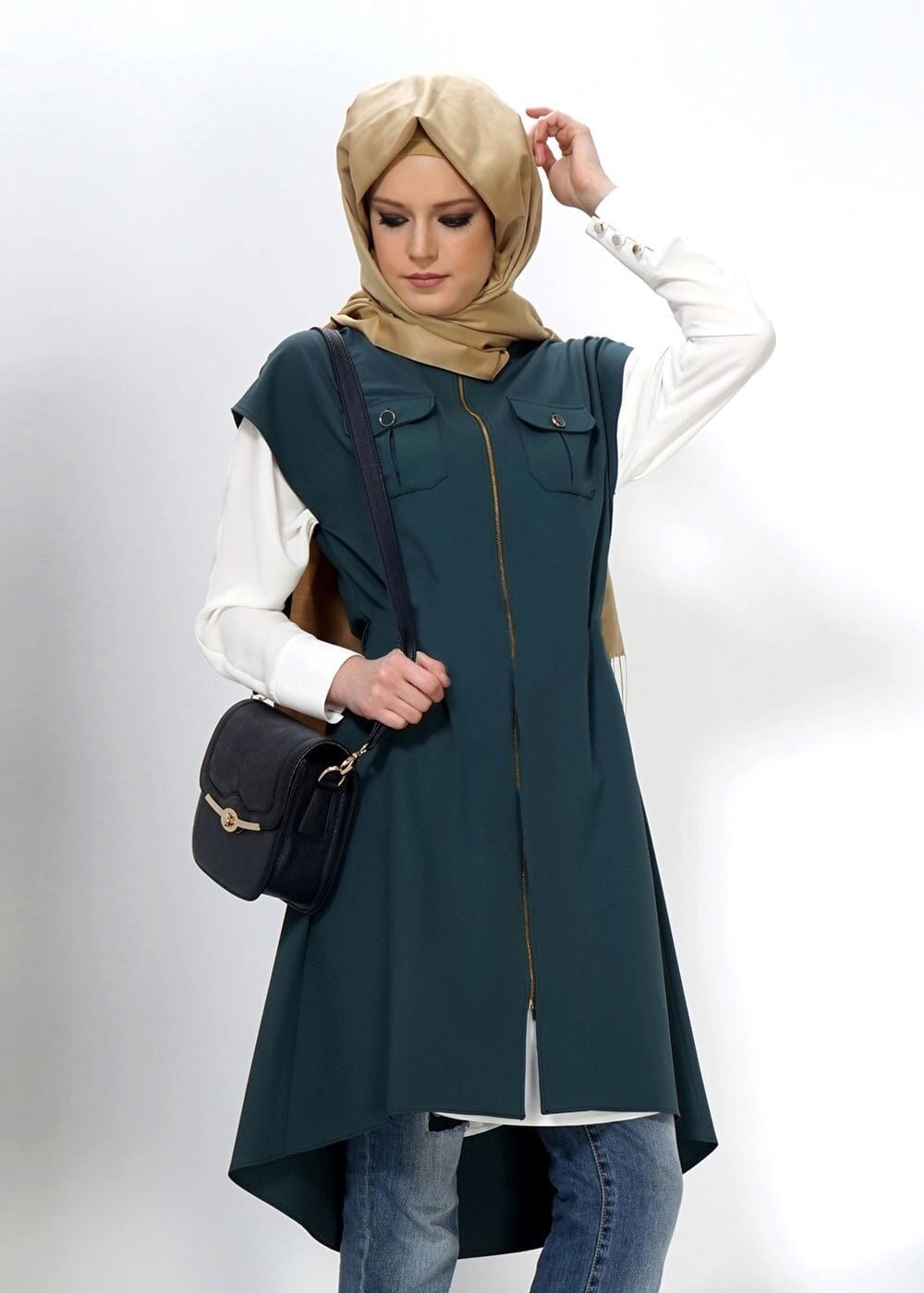 Tesettür giyim YEŞİL 4489 YELEK