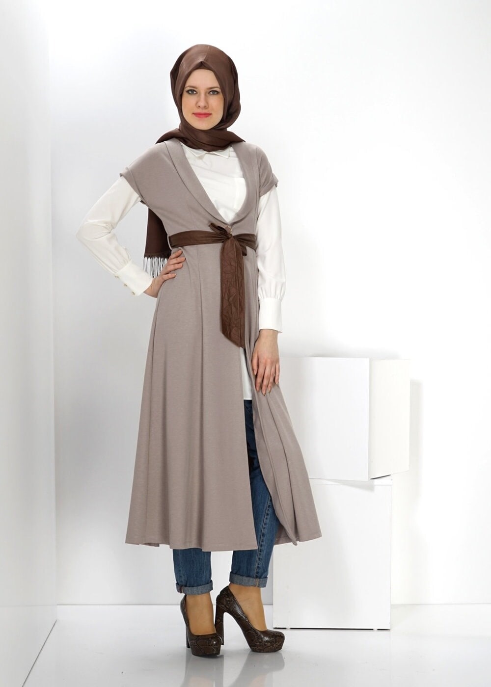 Tesettür giyim BEJ 4513 YELEK