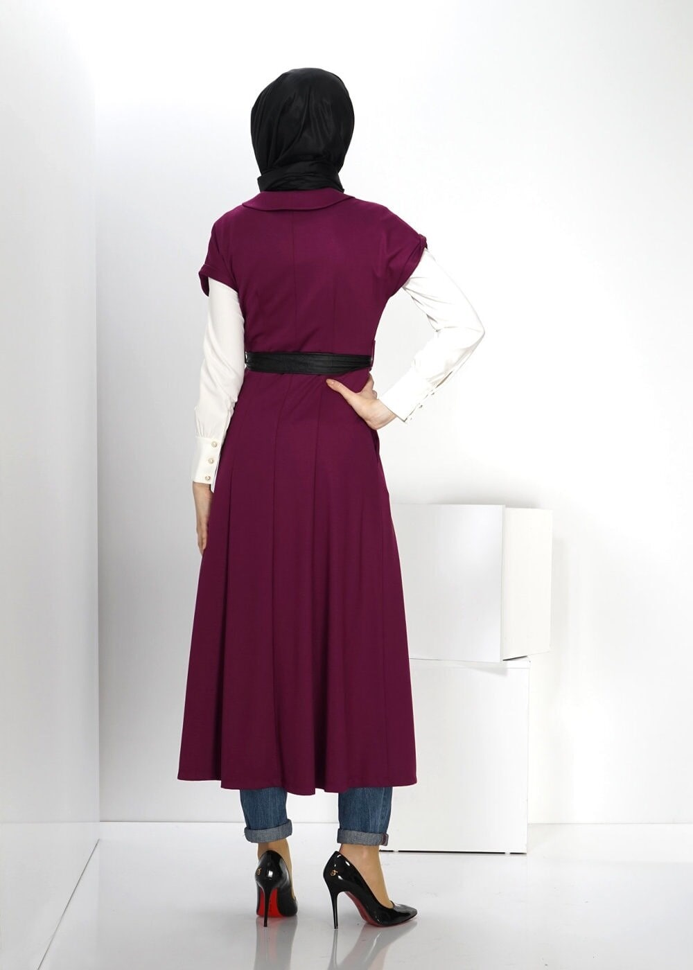 Tesettür giyim BORDO 4513 YELEK