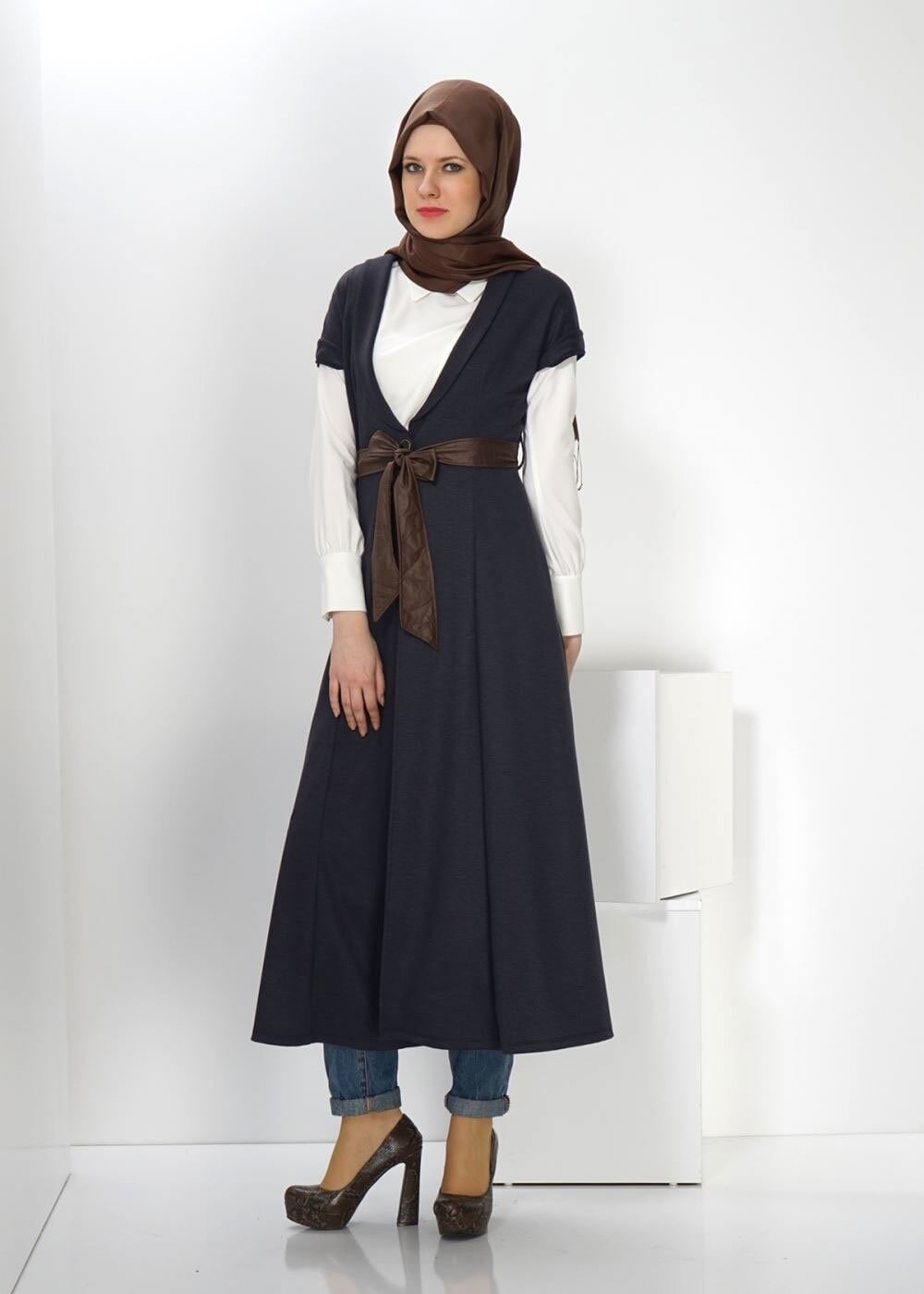 Tesettür giyim GRİ 4513 YELEK