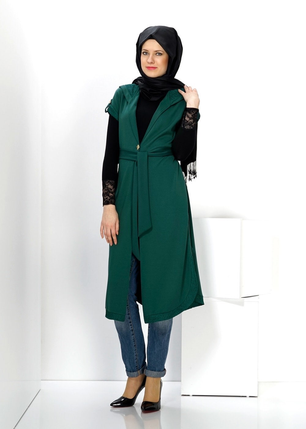Tesettür giyim YEŞİL 4514 YELEK