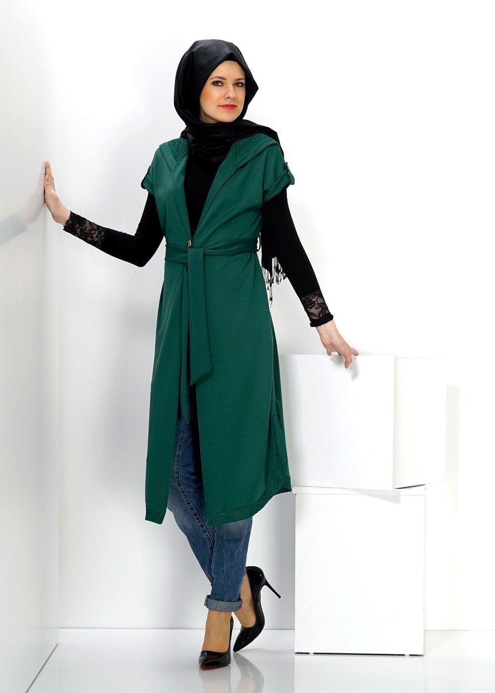 Tesettür giyim YEŞİL 4514 YELEK