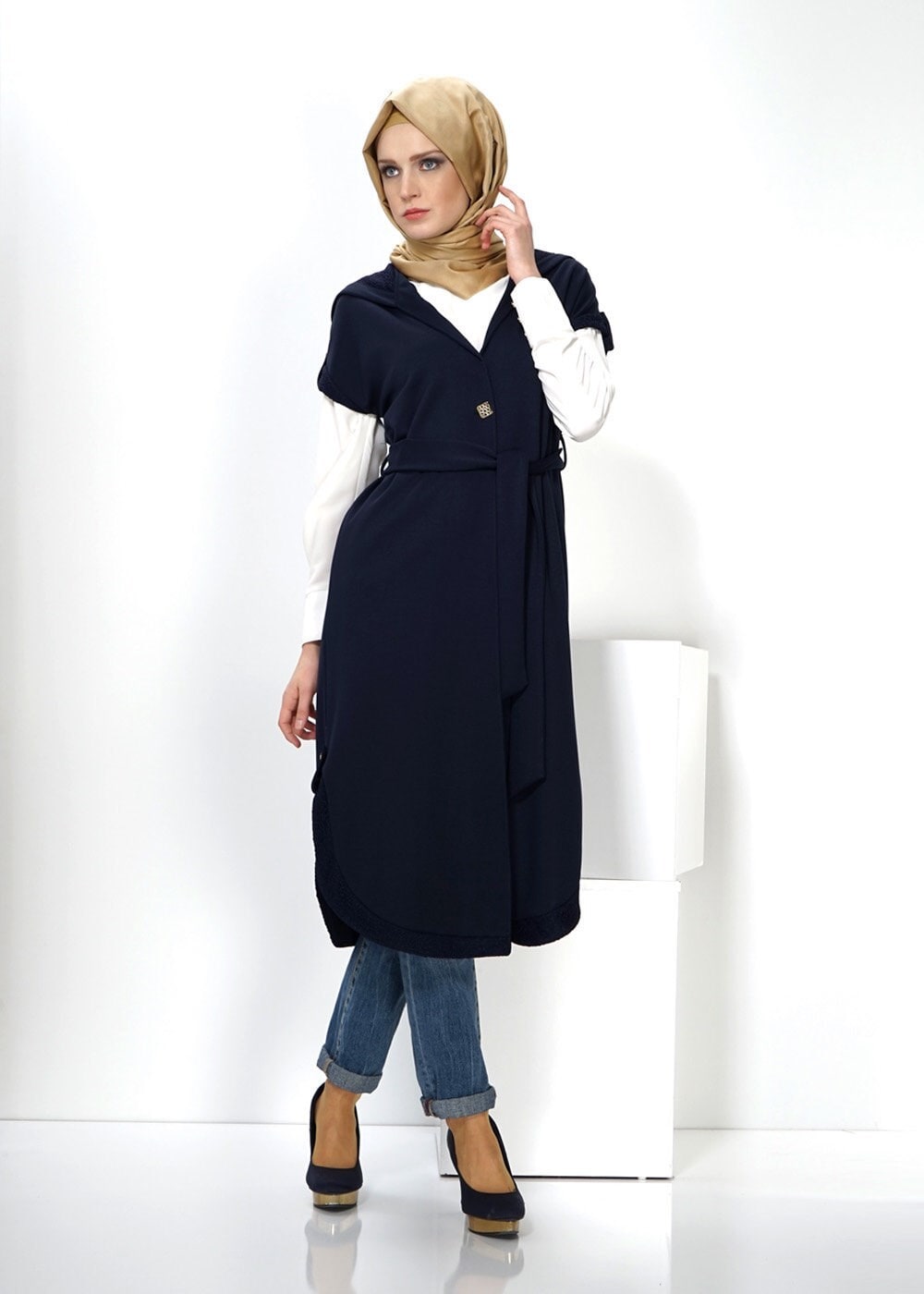 Tesettür giyim LACİVERT 4514 YELEK