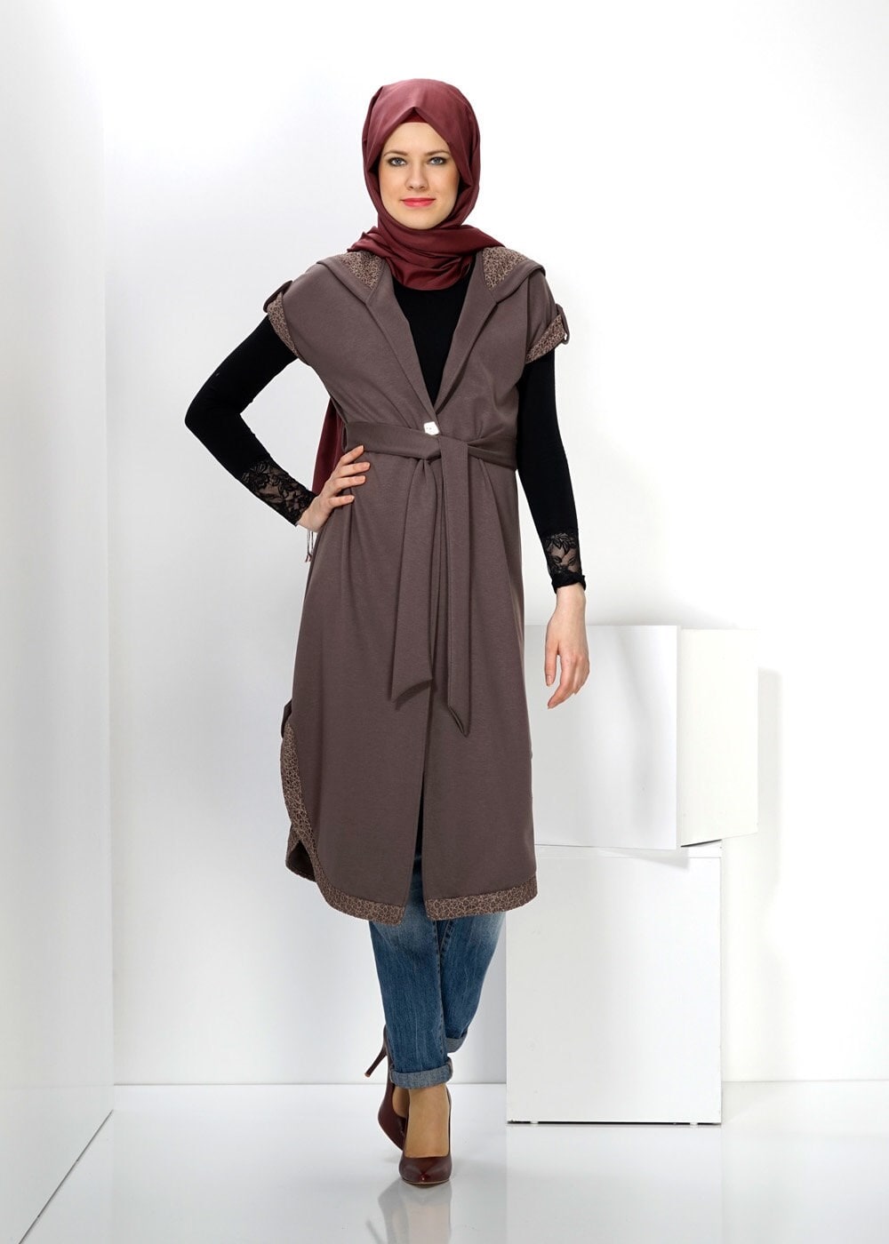 Tesettür giyim VİZON 4514 YELEK