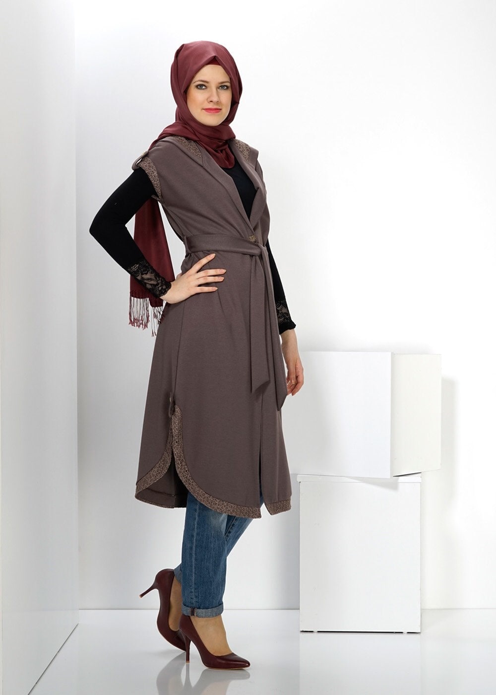 Tesettür giyim VİZON 4514 YELEK