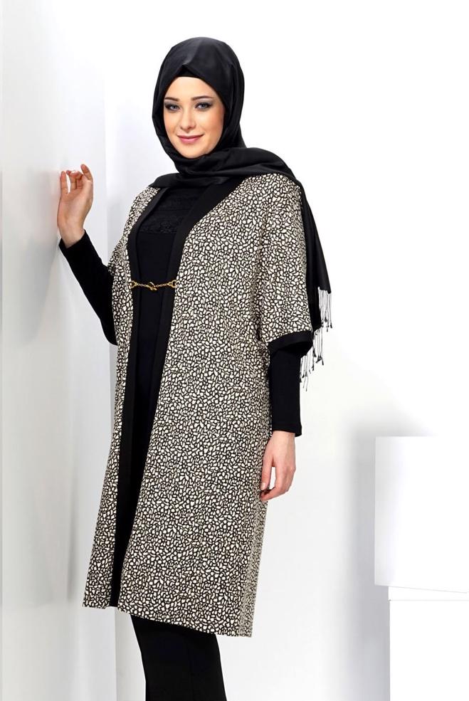 Vêtements hijab NOIR GILET EN BRILLANTE 2436-1  - ALVİNA