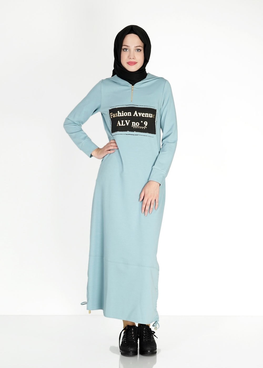 Tesettür giyim MAVİ 4751 Hilda  Eşofman Elbise