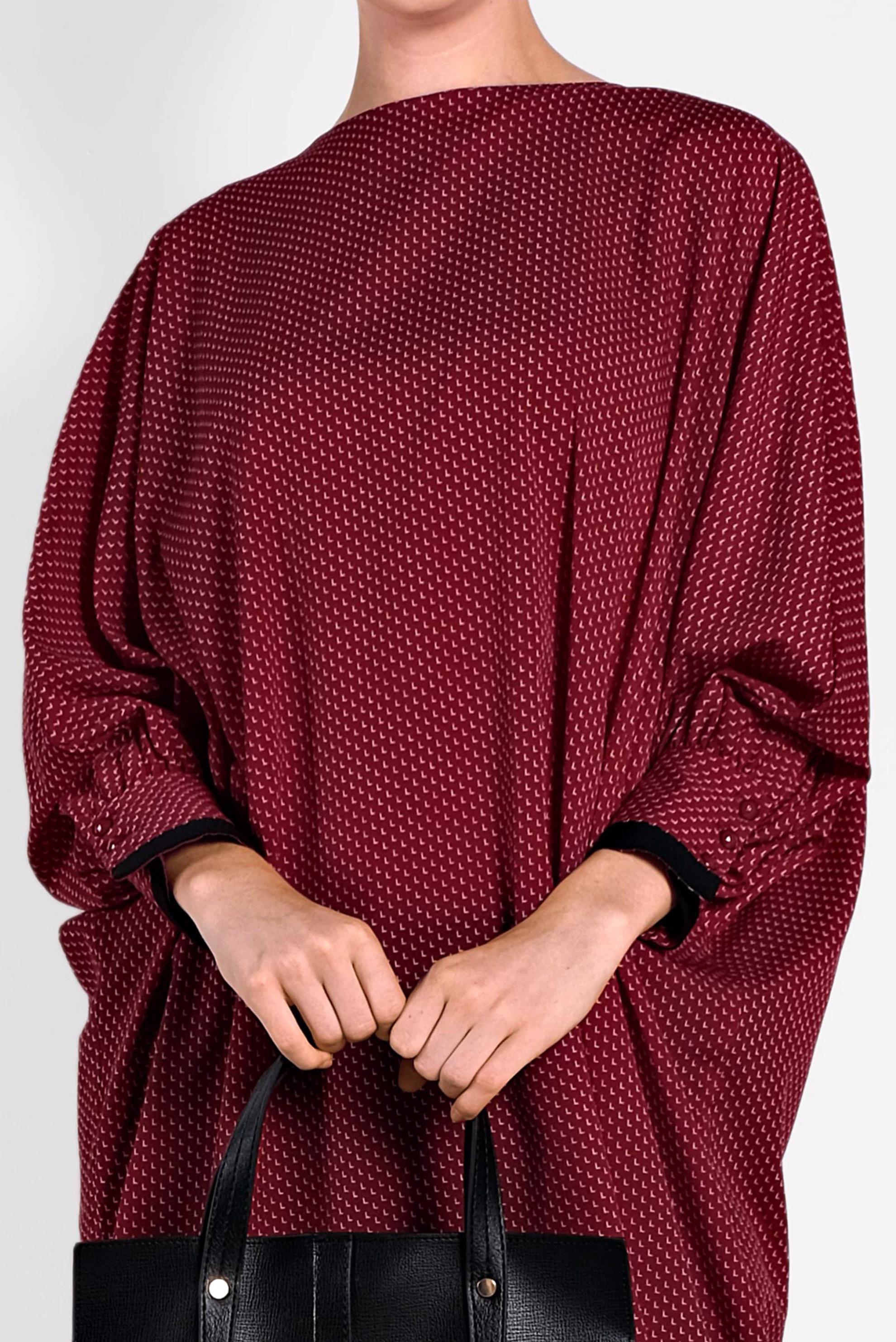 Tesettür giyim BORDO ARKASI DÜĞME DETAYLI TUNİK 4508 