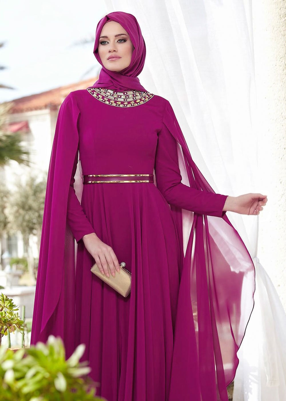 Tesettür giyim MOR 5012 New Multi Şifon Tesettür Abiye