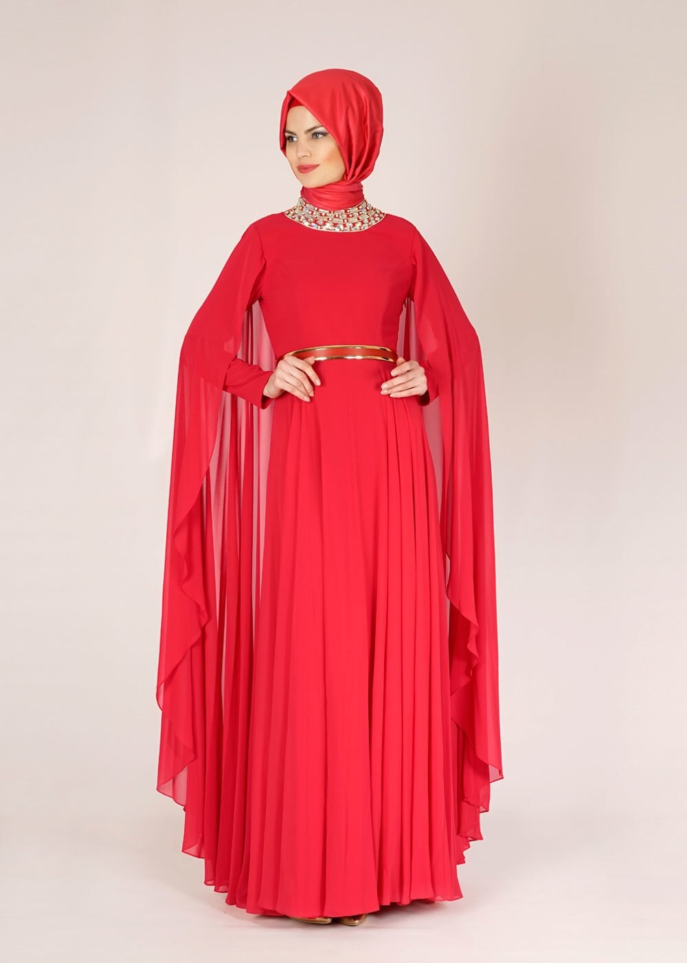 Tesettür giyim BORDO 5012 New Multi Şifon Tesettür Abiye