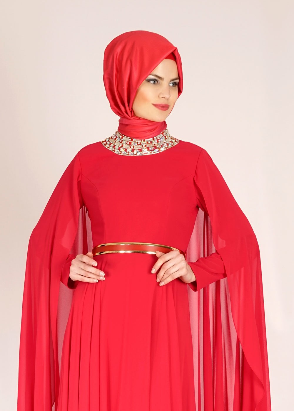 Tesettür giyim BORDO 5012 New Multi Şifon Tesettür Abiye