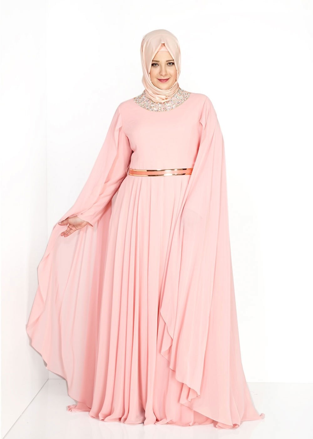 Tesettür giyim PUDRA 5013 New Multi Şifon Tesettür Abiye