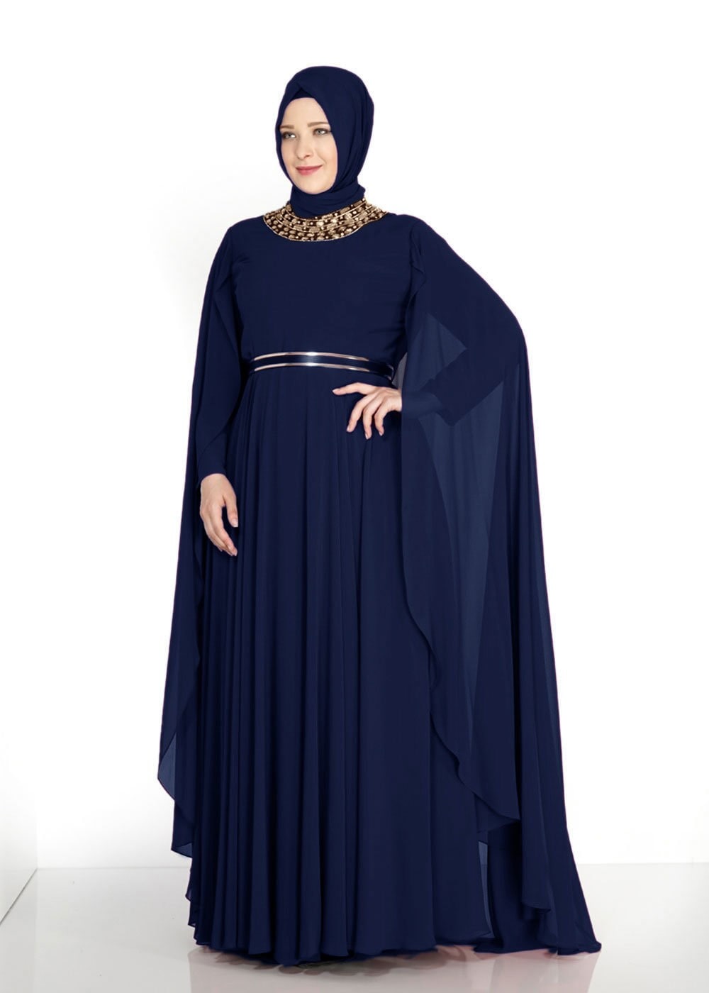 Tesettür giyim LACİVERT 5013 New Multi Şifon Tesettür Abiye