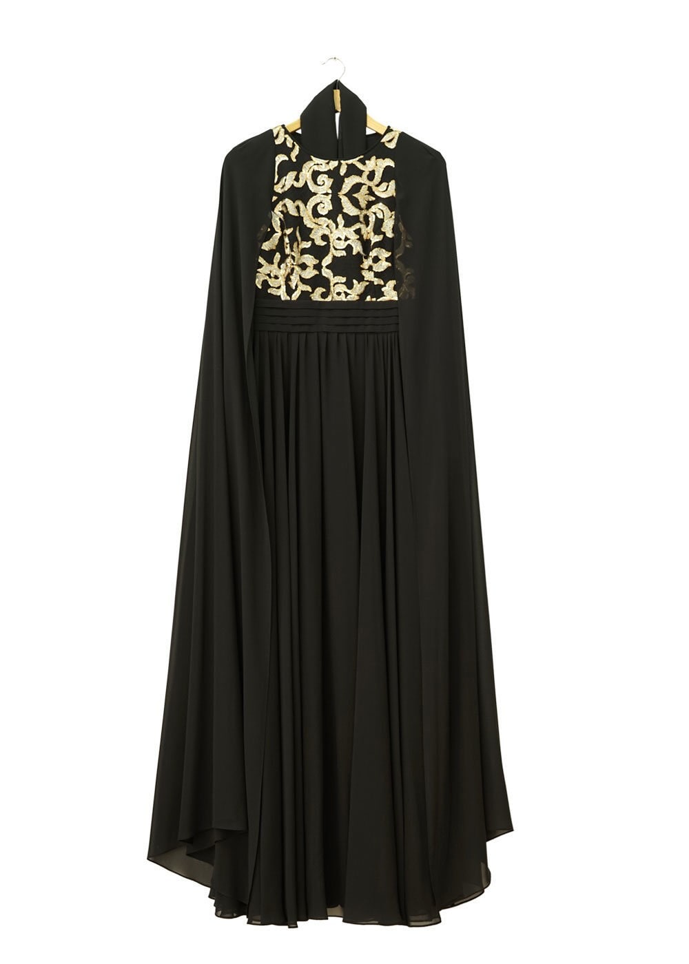 Tesettür giyim SİYAH PUL İŞLEME DETAYLI TÜLLÜ ABİYE ELBİSE 5014 