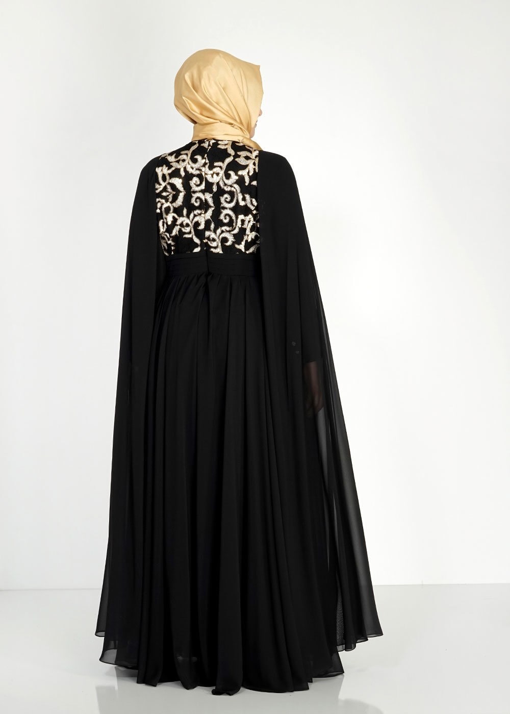 Tesettür giyim SİYAH 5015 New Multi Şifon Tesettür Abiye
