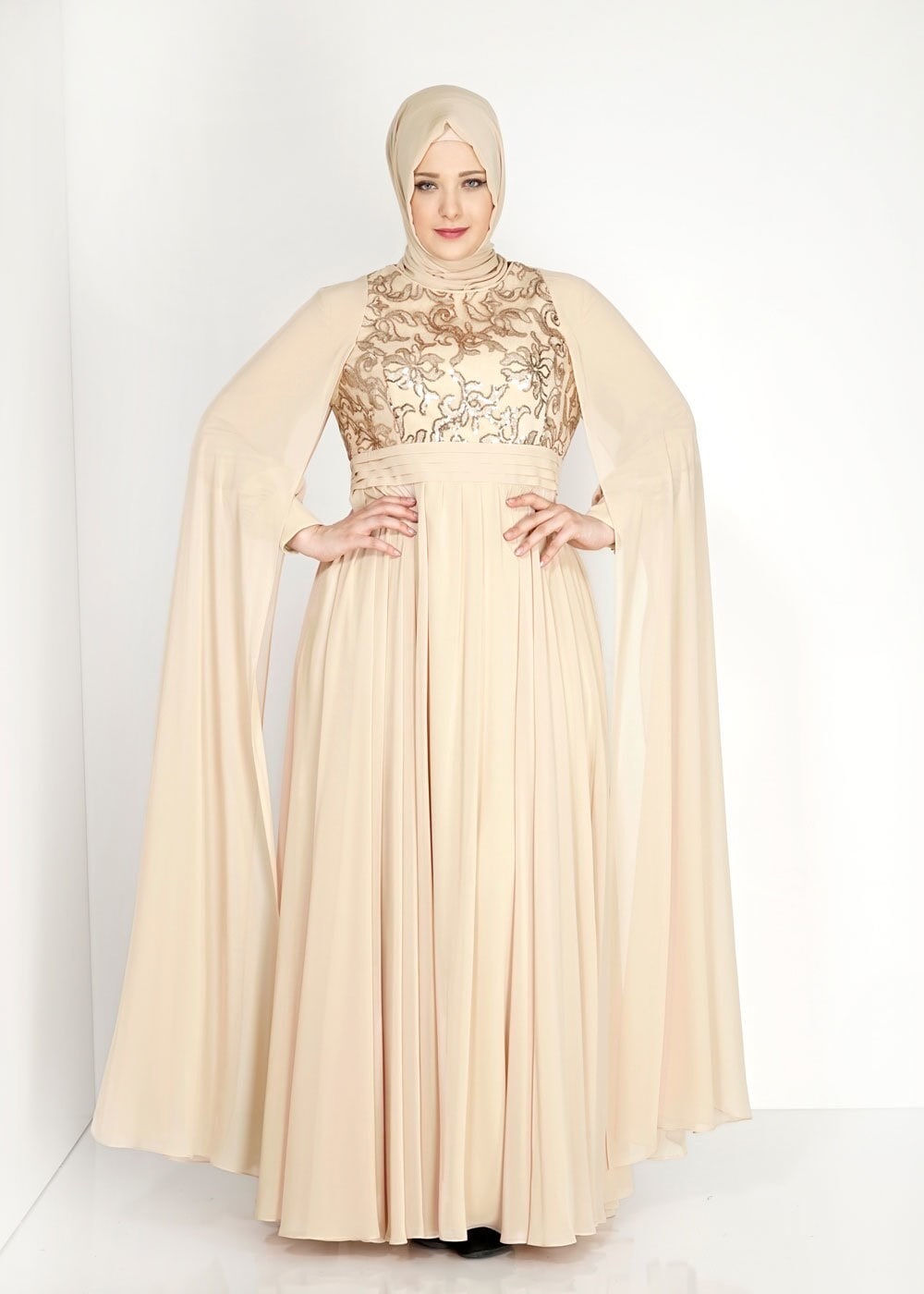 Tesettür giyim BEJ 5015 New Multi Şifon Tesettür Abiye