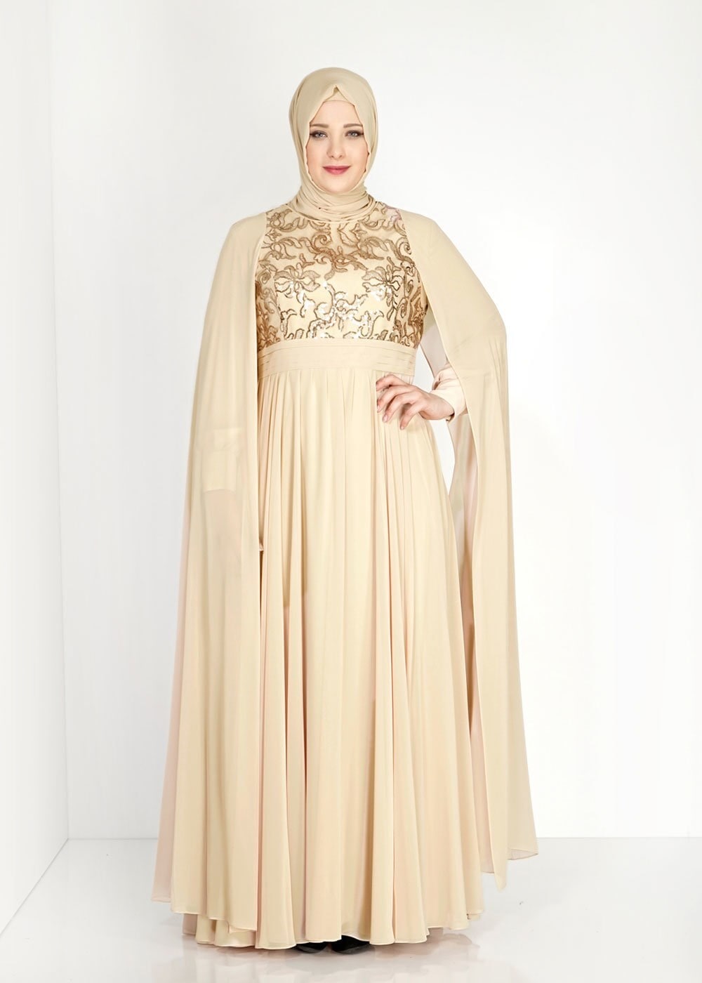 Tesettür giyim BEJ 5015 New Multi Şifon Tesettür Abiye