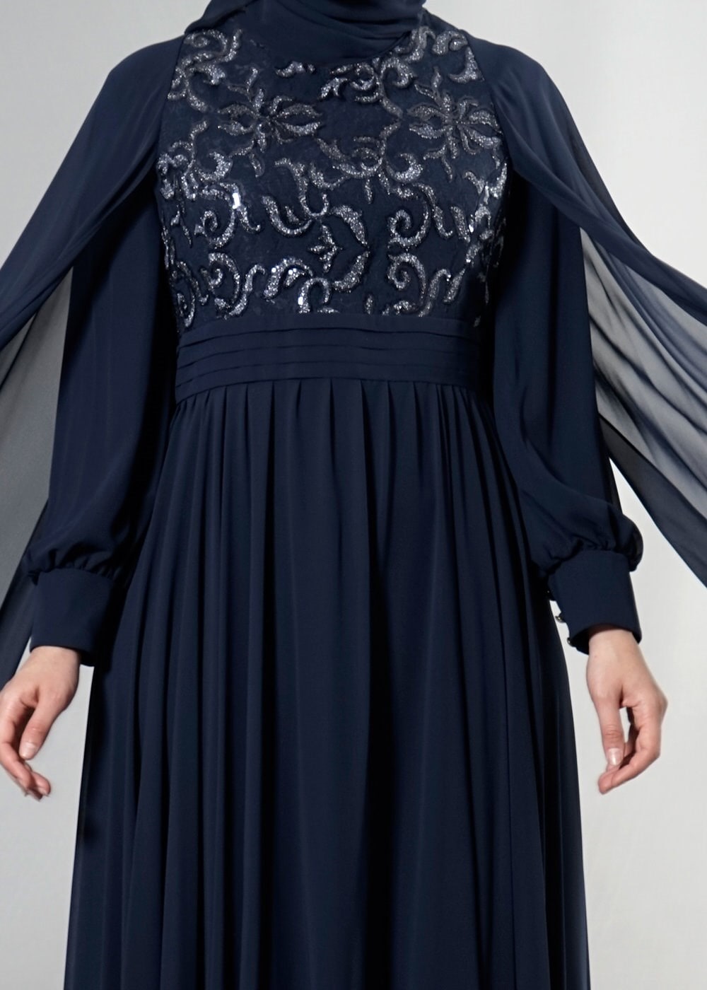 Tesettür giyim LACİVERT 5015 New Multi Şifon Tesettür Abiye