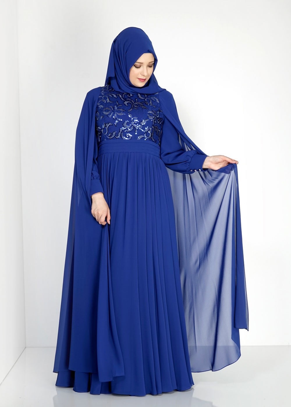 Tesettür giyim LACİVERT 5015 New Multi Şifon Tesettür Abiye