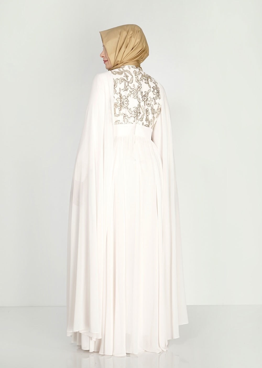 Tesettür giyim EKRU 5015 New Multi Şifon Tesettür Abiye