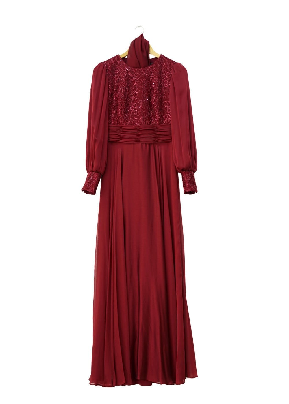 Tesettür giyim BORDO 5020 FRANSIZ ŞİFON ABİYE 38/42