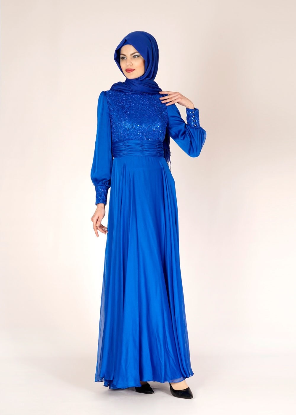 Tesettür giyim LACİVERT 5020 FRANSIZ ŞİFON ABİYE 38/42