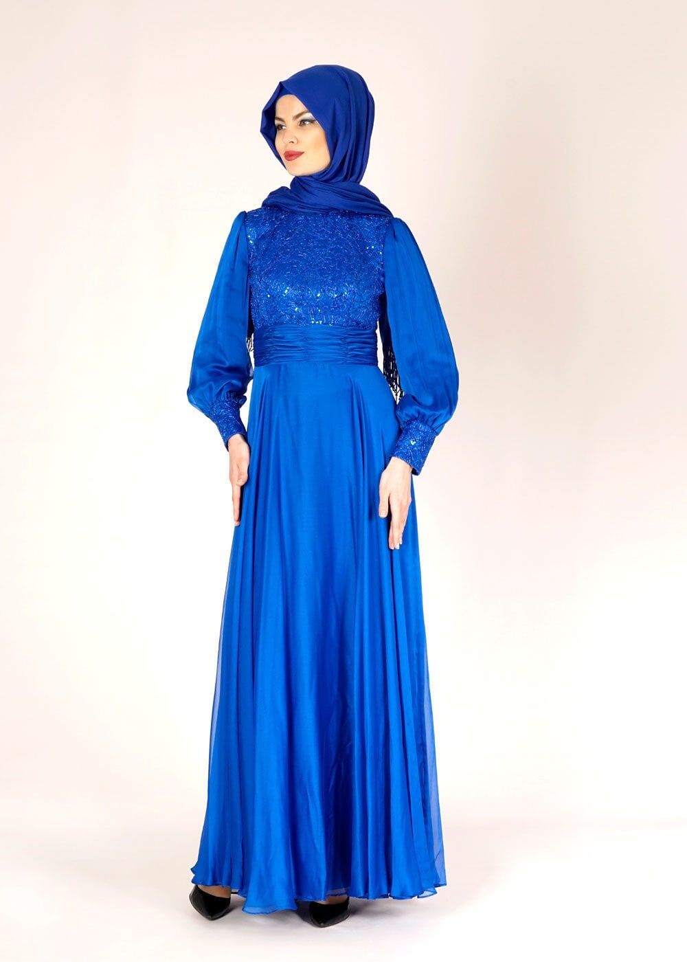 Tesettür giyim LACİVERT 5020 FRANSIZ ŞİFON ABİYE 38/42
