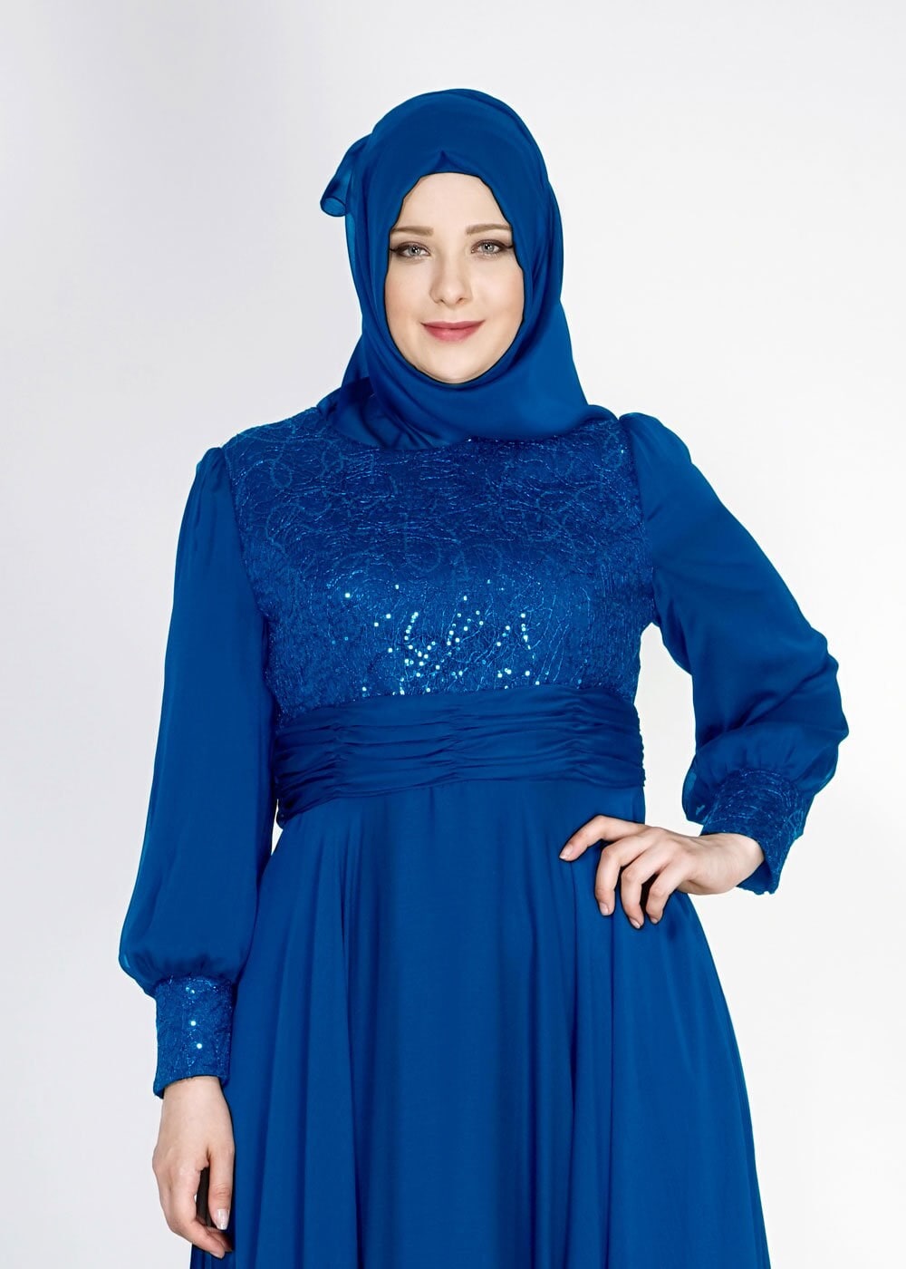 Tesettür giyim LACİVERT 5021 Fransız Şifon Tesettür Abiye