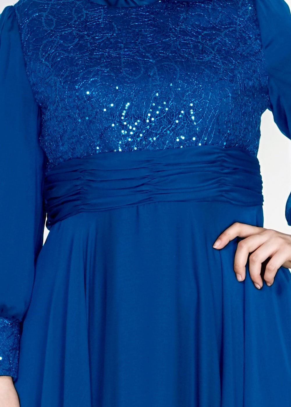 Tesettür giyim LACİVERT 5021 Fransız Şifon Tesettür Abiye