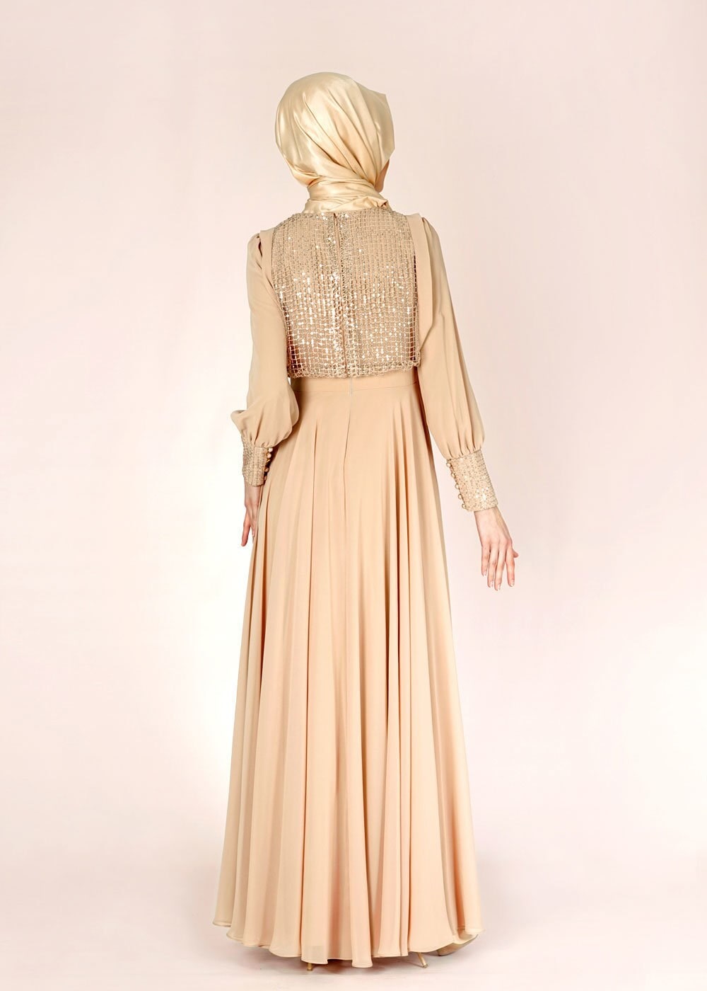 Tesettür giyim BEJ 5022 New Multi Şifon Tesettür Elbise