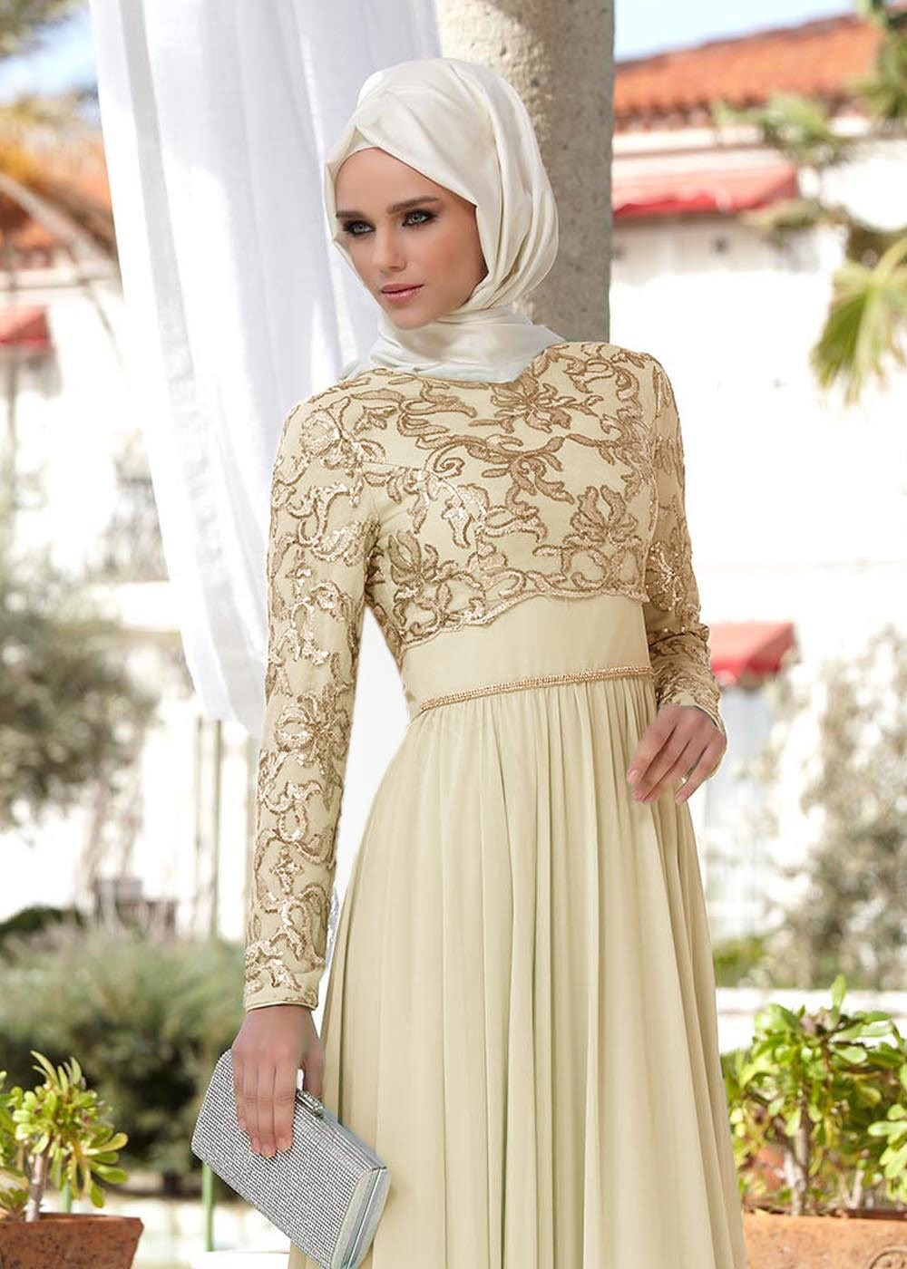 Tesettür giyim BEJ 5031 Nev Multi Şifon Tesettür Abiye