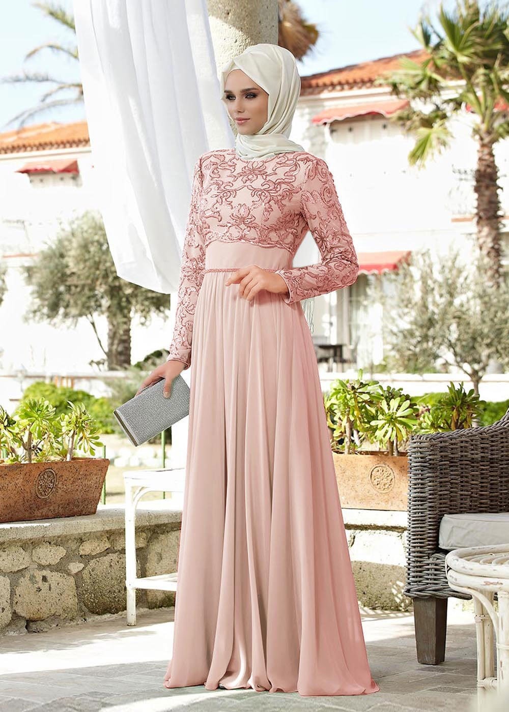 Tesettür giyim PUDRA 5031 Nev Multi Şifon Tesettür Abiye