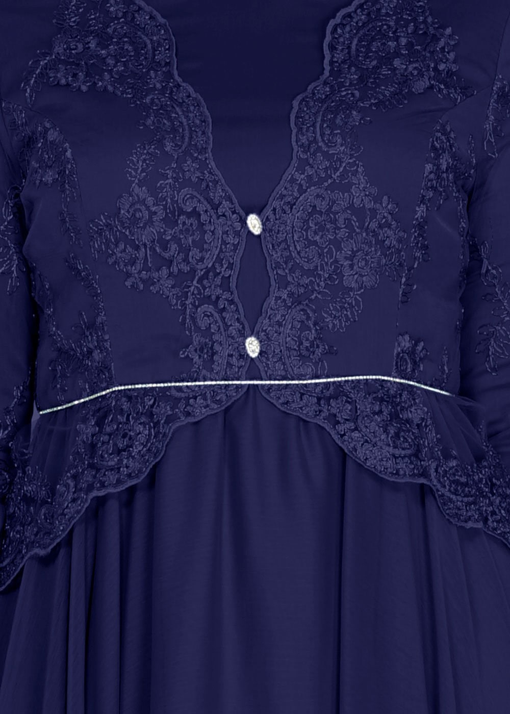 Tesettür giyim LACİVERT 5034 Brode Tesettür Abiye