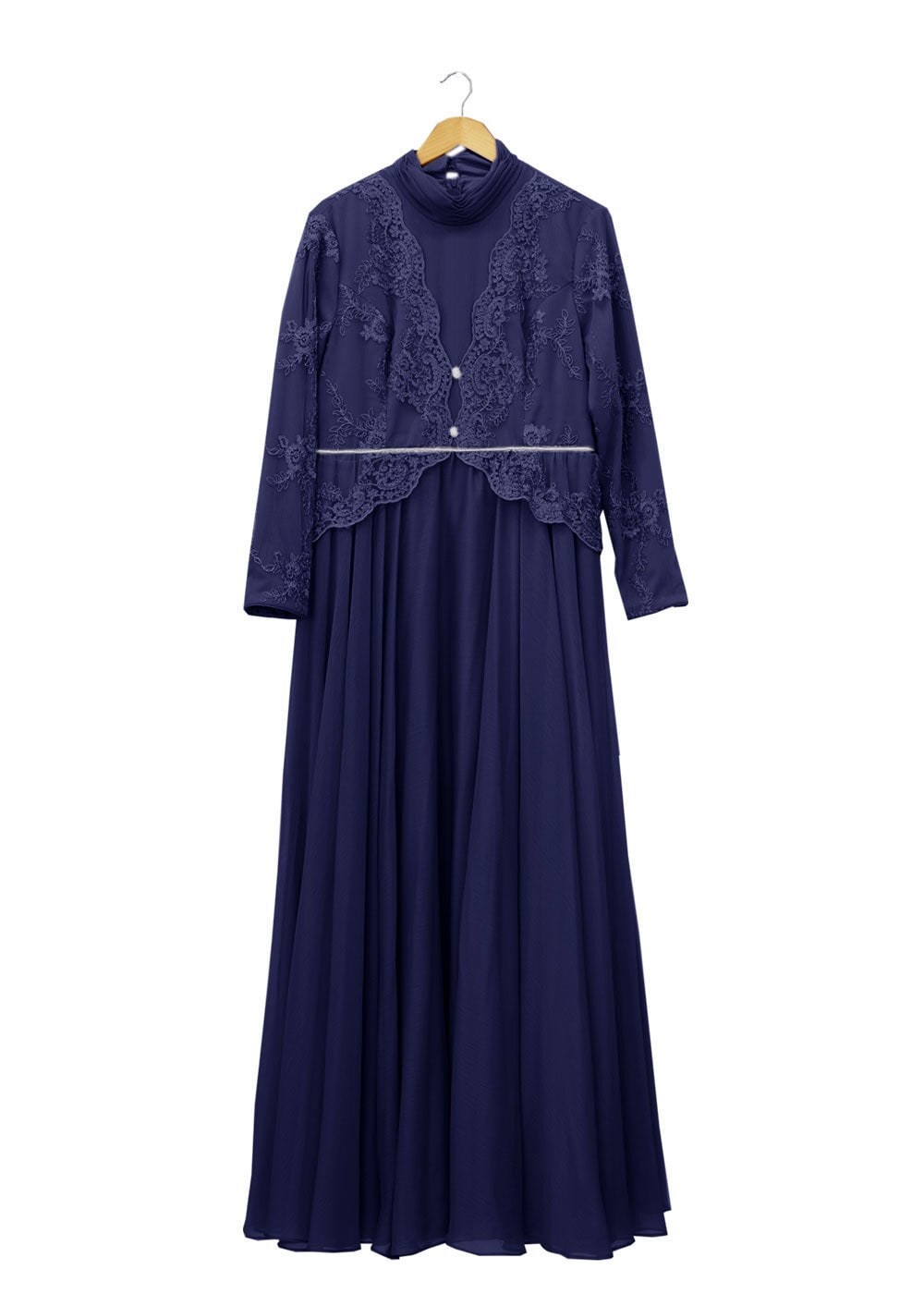 Tesettür giyim LACİVERT 5034 Brode Tesettür Abiye