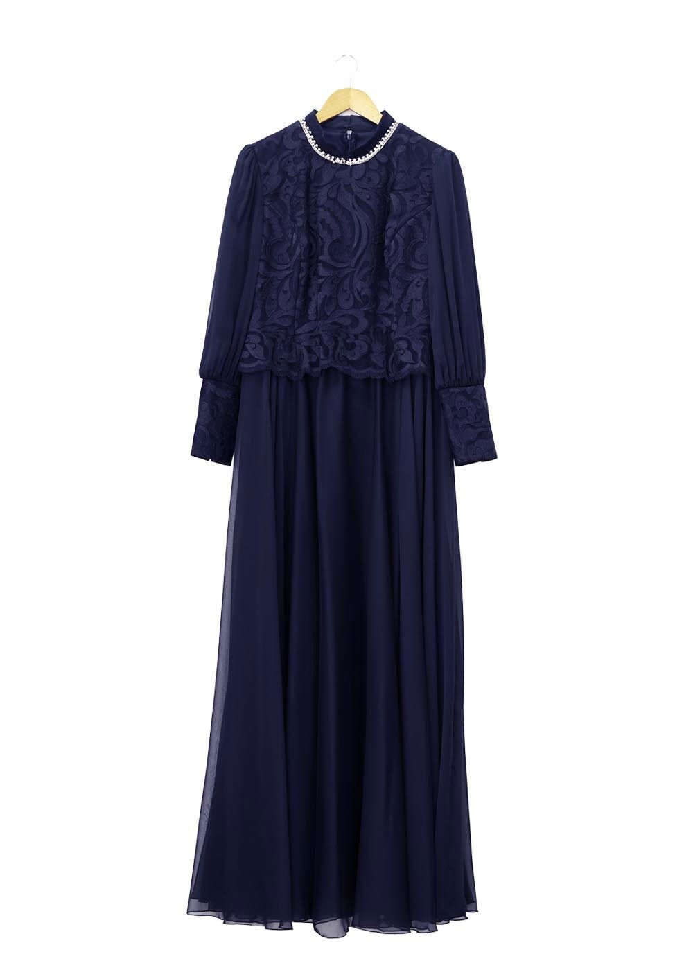 Tesettür giyim LACİVERT ŞİFON ABİYE ELBİSE 5037