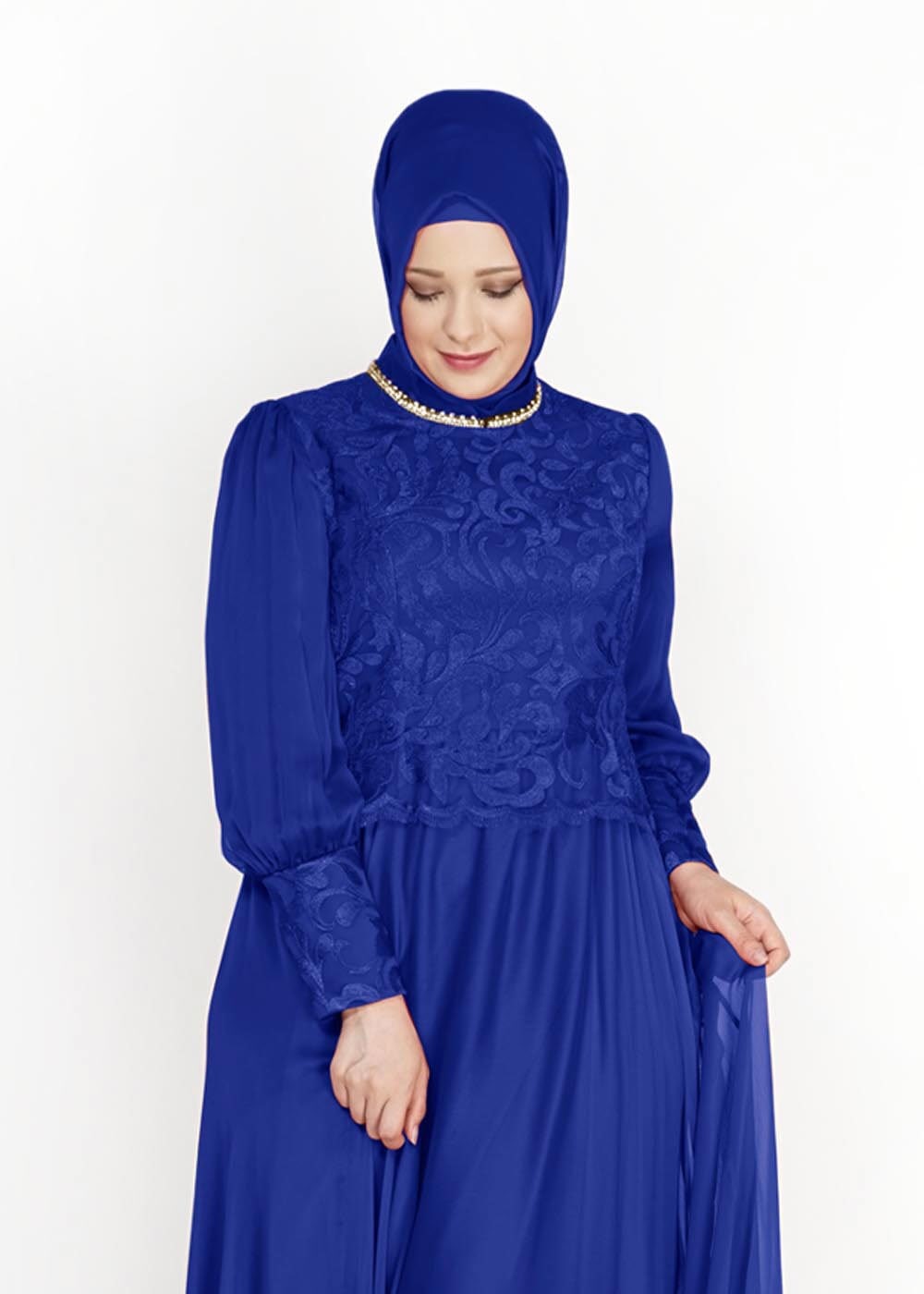 Tesettür giyim LACİVERT ŞİFON ABİYE ELBİSE 5037