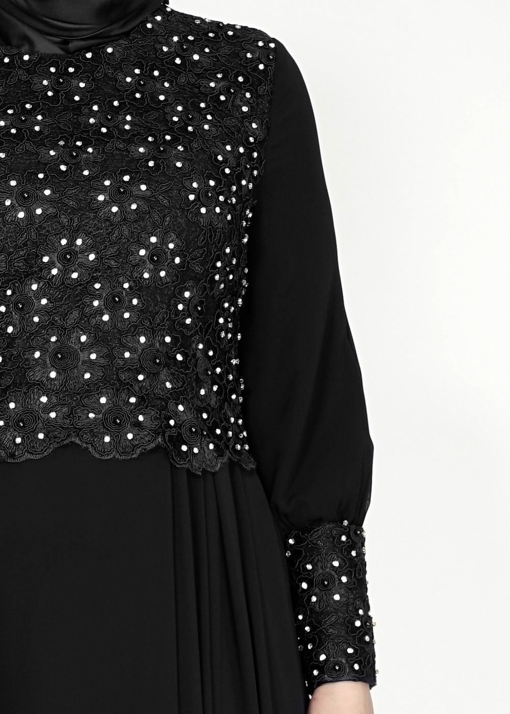 Tesettür giyim SİYAH 5049 New Multi Şifon Tesettür Abiye