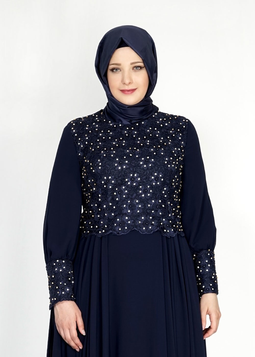 Tesettür giyim LACİVERT 5049 New Multi Şifon Tesettür Abiye