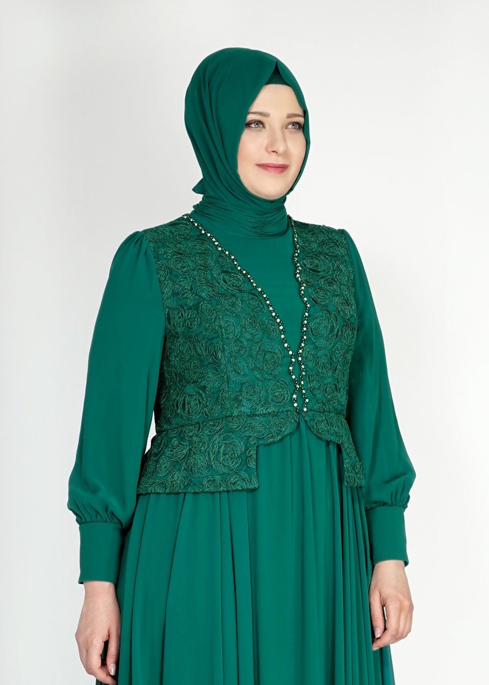 Tesettür giyim YEŞİL 5053 New Multi Şifon Tesettür Abiye