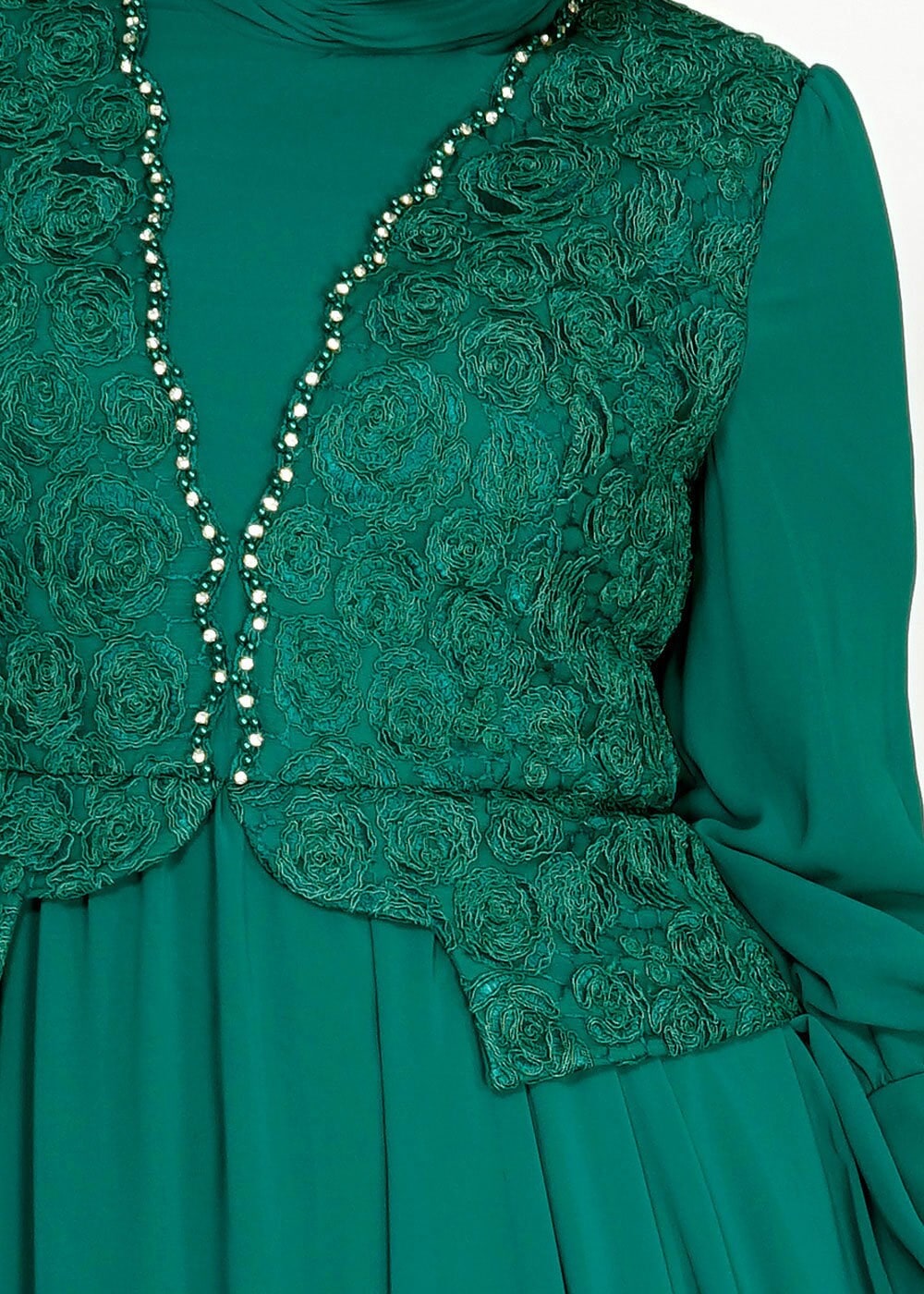 Tesettür giyim YEŞİL 5053 New Multi Şifon Tesettür Abiye