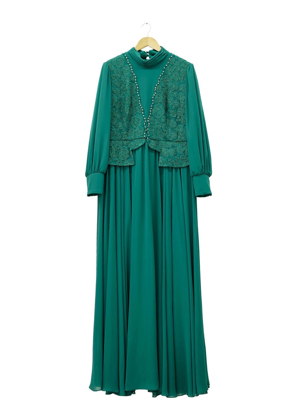 Tesettür giyim YEŞİL 5053 New Multi Şifon Tesettür Abiye