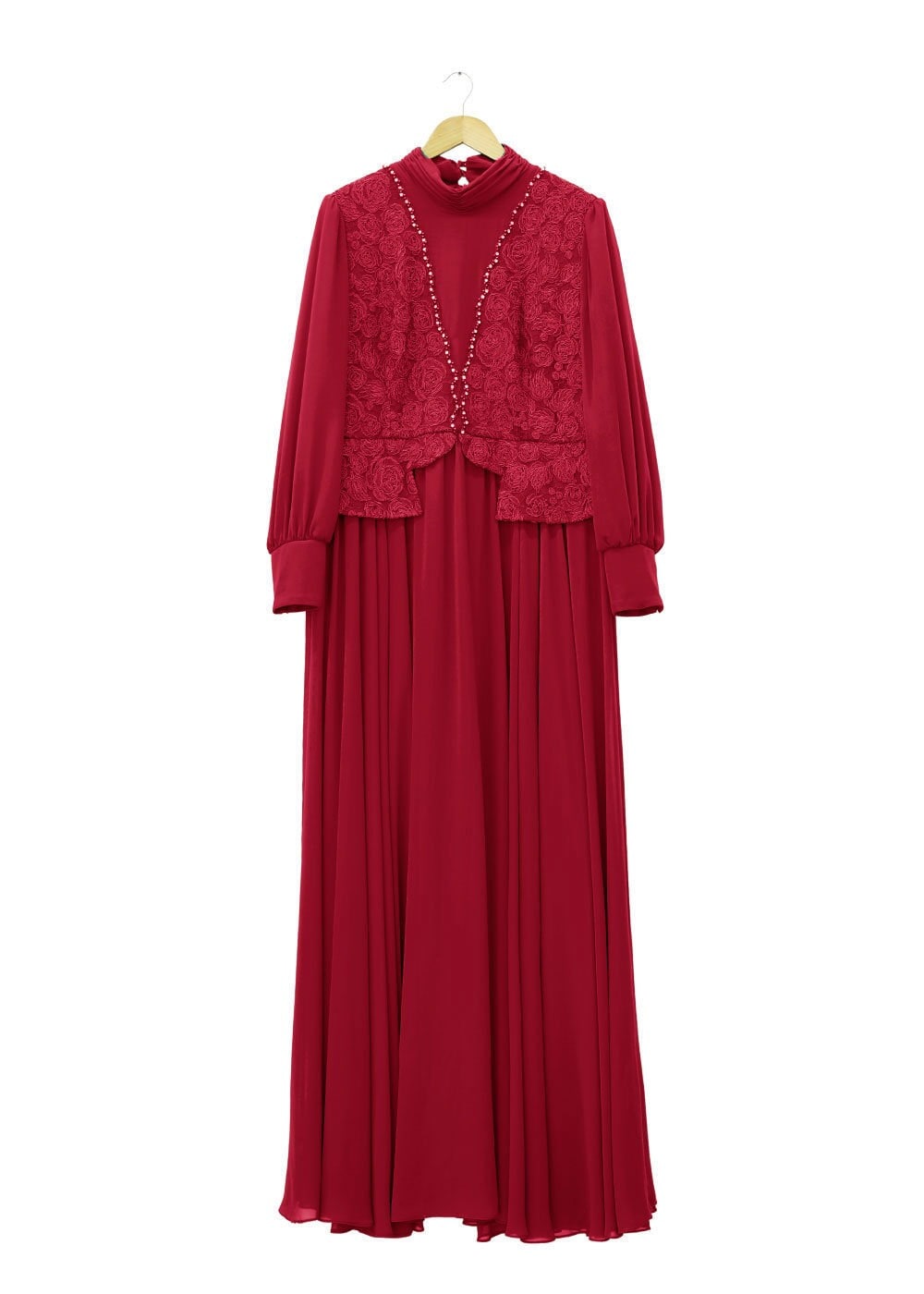 Tesettür giyim BORDO 5053 New Multi Şifon Tesettür Abiye