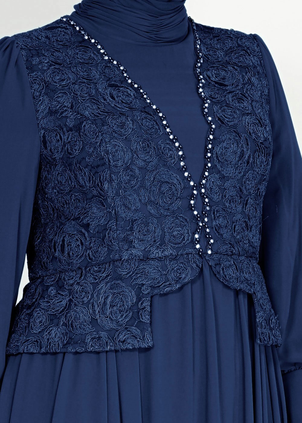 Tesettür giyim LACİVERT 5053 New Multi Şifon Tesettür Abiye