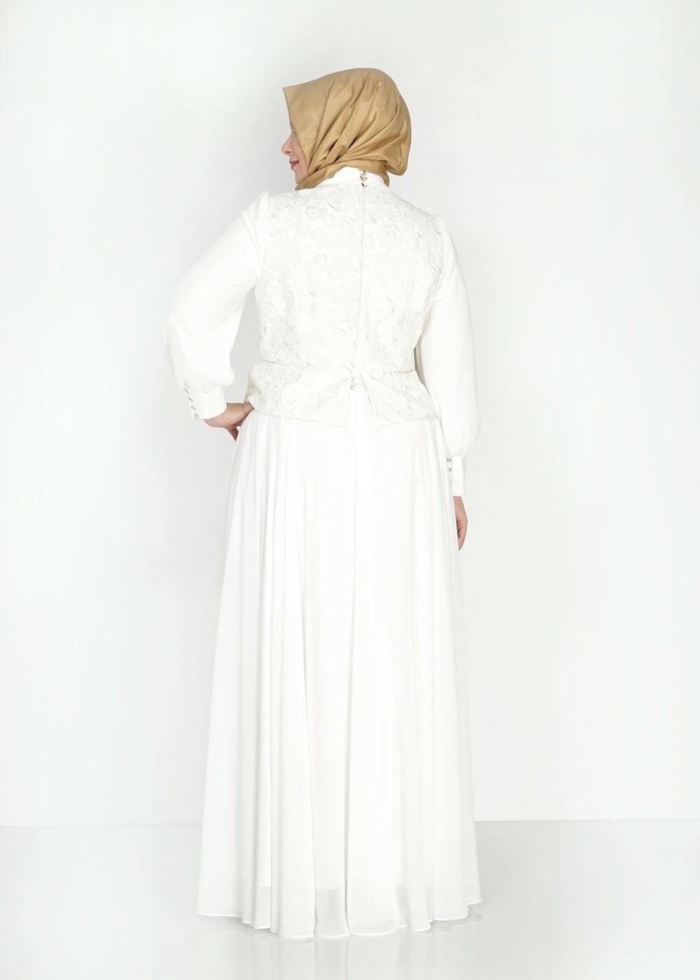 Tesettür giyim BEYAZ 5053 New Multi Şifon Tesettür Abiye