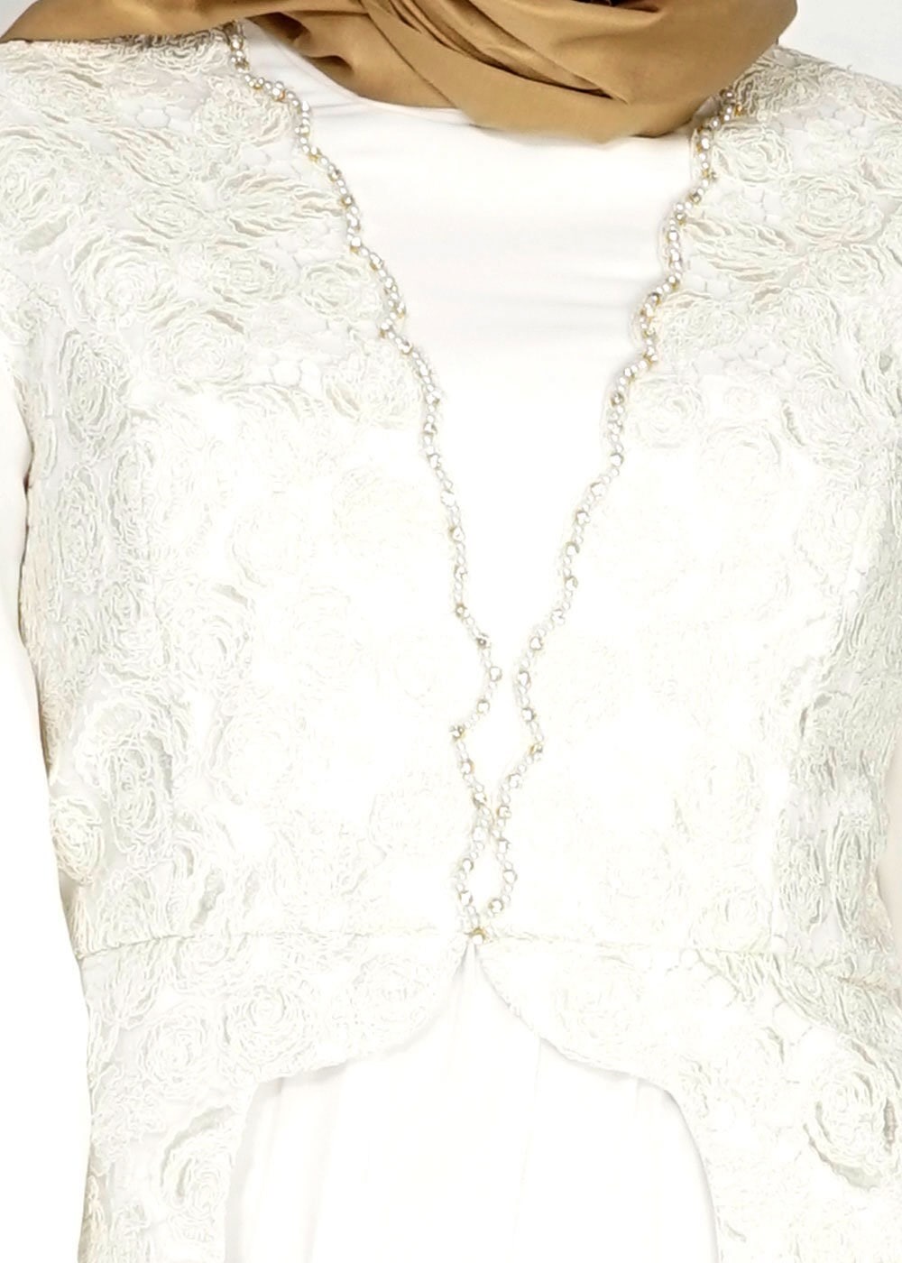 Tesettür giyim BEYAZ 5053 New Multi Şifon Tesettür Abiye