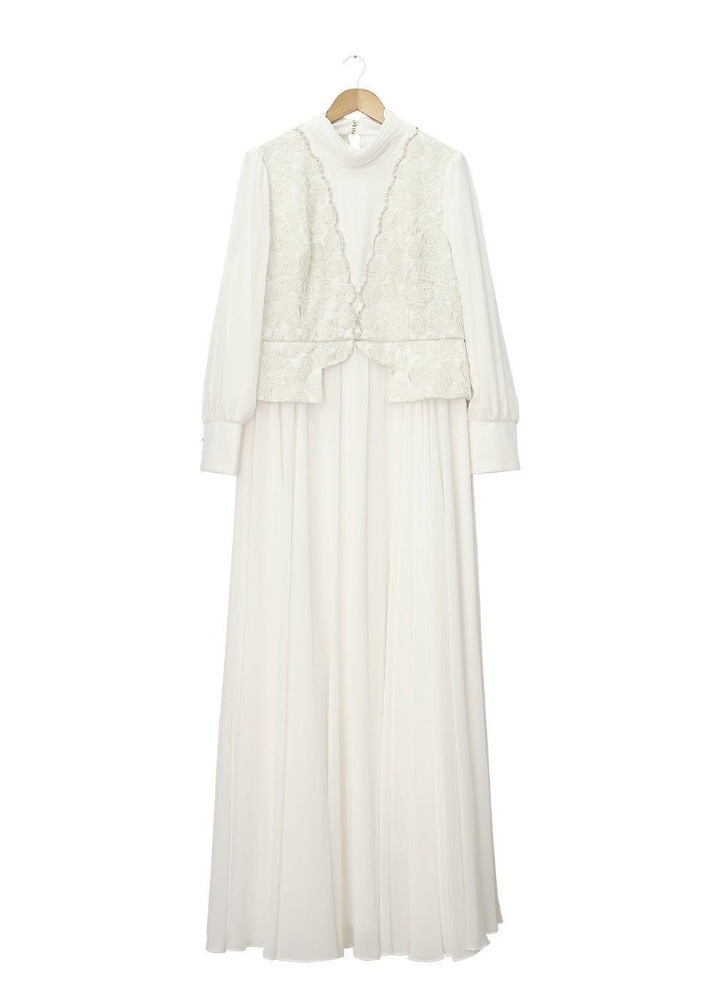 Tesettür giyim BEYAZ 5053 New Multi Şifon Tesettür Abiye